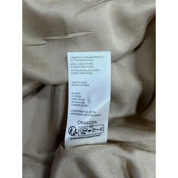 Anthropologie Shirt Dress Khaki Tommie Smocked Front Zip Preppy Boho Small NWT - Picture 10 of 11